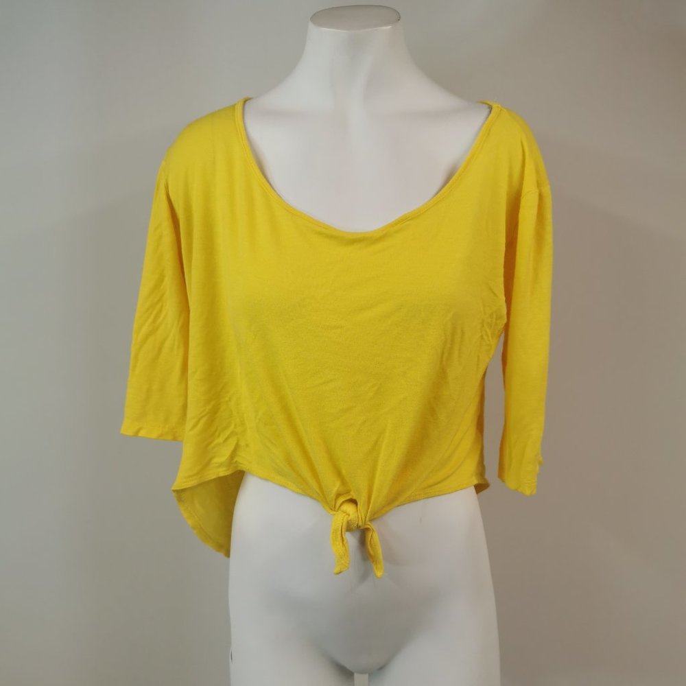 Arden B Yellow Tie-Front Crop Top